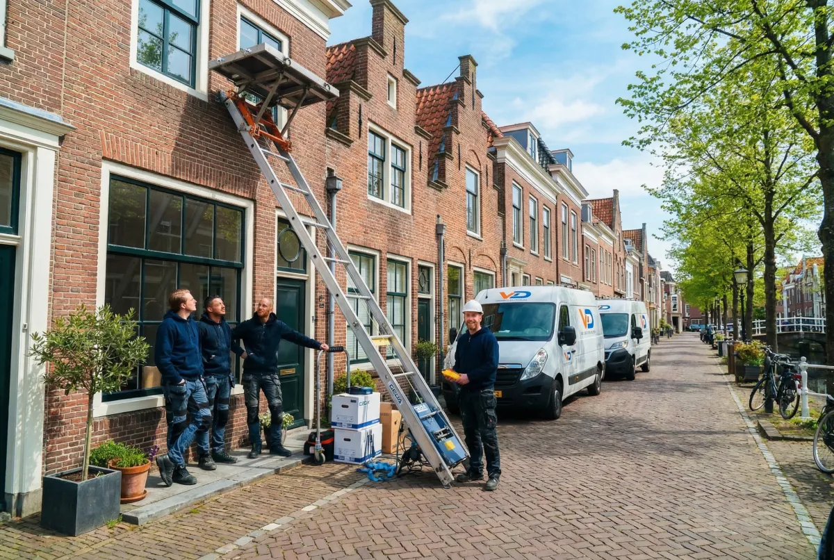 GEDA opbouwlift in actie in een historische straat