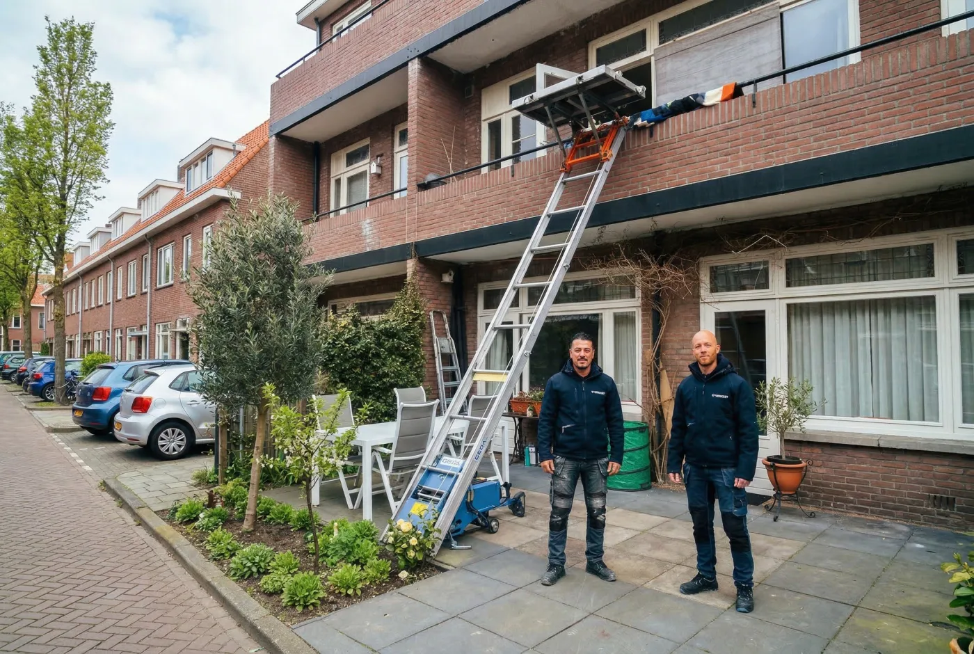 GEDA opbouwlift hijst meubels via achtergevel van Amsterdams grachtenpand