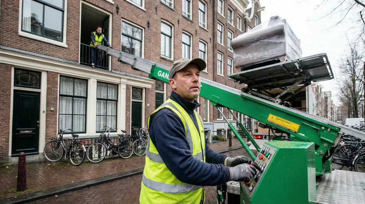 Ervaren operator bij bedieningspaneel verhuislift