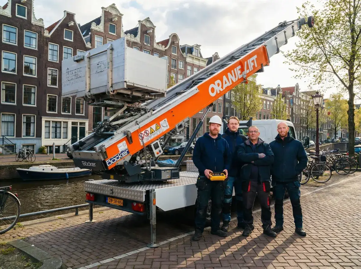 OranjeLift verhuislift in actie tijdens verhuizing