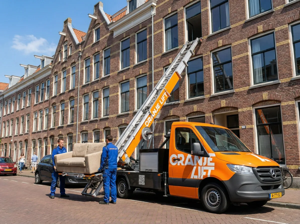 Verhuislift in gebruik bij woning